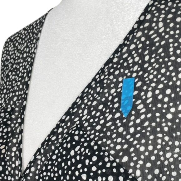 ALLSAINTS Penny Splash Top Size Small Black White Polka Dot Wrap Blouse - Picture 10 of 15